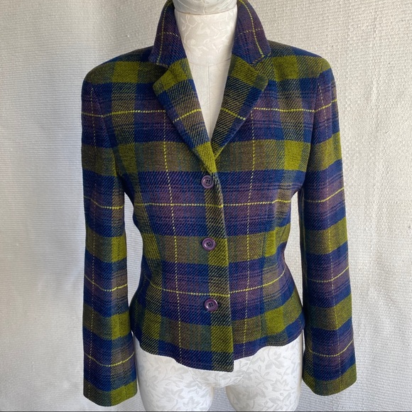 Vintage Jackets & Blazers - Vintage Laura Ashley UK M Plaid Equestrian Blazer